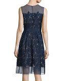 Sleeveless Lace Fit & Flare Cocktail Dress