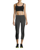 Colorblocked Mid-Rise Cropped Leggings, Gray/Black