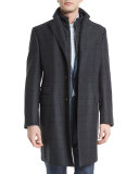 ID Classic Plaid Card Coat, Charcoal