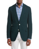 Seersucker Two-Button Sport Coat, Forest Green