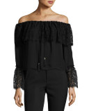 Aidan Lace-Trim Off-the-Shoulder Top