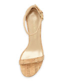Nunaked Cork Mid-Heel Sandal, Natural