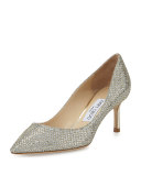 Romy Glitter Pointed-Toe 60mm Pump, Champagne