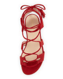 Romanflat Suede Flat Gladiator Sandal, Pomodoro
