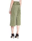 Embellished Cargo Shorts, Military Green