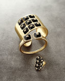 18k Pyramide Onyx & Diamond Cluster Ring