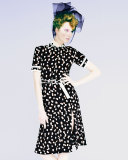 Ella Polka-Dot Short-Sleeve Shirtdress, Black