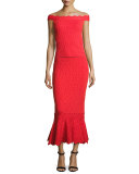 Diamond-Textured Off-the-Shoulder Top