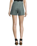 Linen-Blend Sailor Shorts, Army
