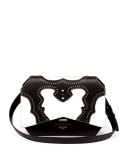 Bow Brogue Medium Shoulder Bag, Black/White
