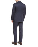 Wool Tonal-Check Two-Piece Suit, Navy