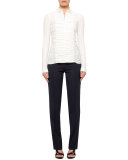 Francoise Cropped Straight-Leg Pants, Navy