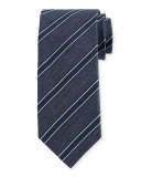 Woven Diagonal-Stripe Silk Tie, Blue