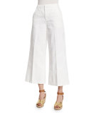 Wide-Leg Cropped Pants, White
