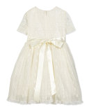 Dawn Short-Sleeve Lace Dress, Ivory, Size 2-14