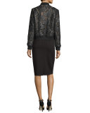 Sleeveless Jewel-Neck Ponte Sheath Dress, Black