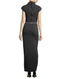 Yasmin Overlap Maxi Skirt, Charcoal