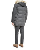 Mixed-Media Quilted Parka w/Fur-Trim Hood, Lead