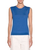 Sleeveless Crewneck Sweater, Cobalt