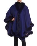Fox Fur-Trimmed Cashmere U-Cape