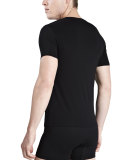V-Neck Stretch-Cotton Tee, Black