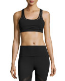 Edge Mesh-Panel Sports Bra, Black