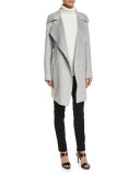 Belted Cocoon Coat, Pearl Heather