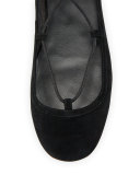 Jenessa Suede Lace-Up Ballerina Flat, Black