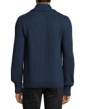 Wedgewood Ribbed Wool Cardigan, Blue