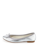 Cendrillon Metallic Leather Ballerina Flat, Silver (Argento)