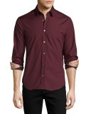 Cambridge Check-Detail Sport Shirt, Oxblood