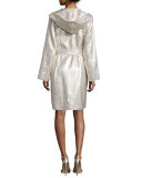 3/4-Sleeve Metallic-Spiral Sheath Dress, Gold