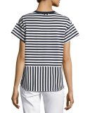 Striped Ringer Tee, Blue/White