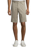 Urban Flat-Front Sateen Shorts, Khaki