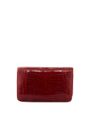 Crocodile Clutch Bag with Strap, Red