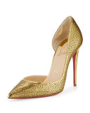 Galu Half-d'Orsay 100mm Red Sole Pump, Gold