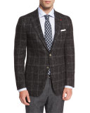 Donegal Windowpane Two-Button Sport Coat, Charcoal