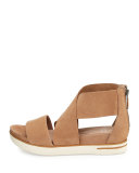Sport Wide-Strap Leather Sandal, Wheat