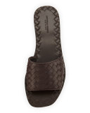Intrecciato Napa Slide Sandal, Espresso