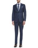Trofeo Wool/Silk Box-Check Suit, Blue