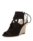 Sexy Thing Suede Wedge Sandal, Black