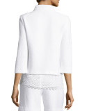 Clair Lace-Trim 3/4-Sleeve Jacket, Bianco