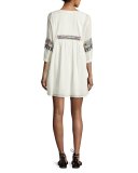 Magda Embroidered Metallic Gauze Minidress, Ecru