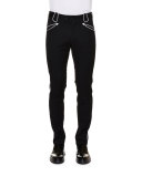 Western Contrast-Trim Skinny Pants