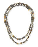 Long Faceted Labradorite & Bone Necklace