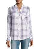 Hunter Plaid Shirt, White/Lilac Pattern