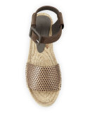 Edina Pyramid-Embossed Espadrille Sandal, Bronze/Taupe