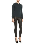 Le Skinny Leather Pants, Washed Black