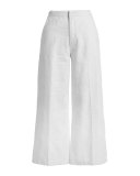 Wide-Leg Cropped Pants, White