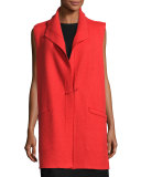 Boiled Wool Funnel-Neck Long Vest